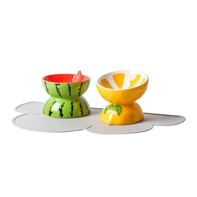Elevated Ceramic Pet Feeding Basin | Ergonomic Tilted Cat & Dog Bowl