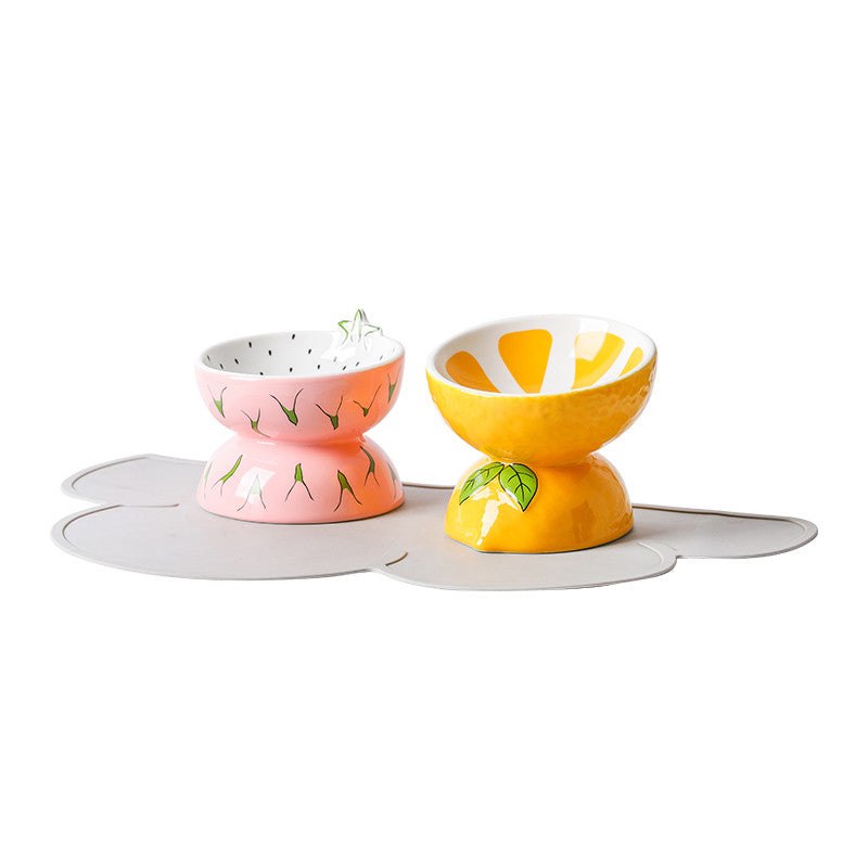 Elevated Ceramic Pet Feeding Basin | Ergonomic Tilted Cat & Dog Bowl