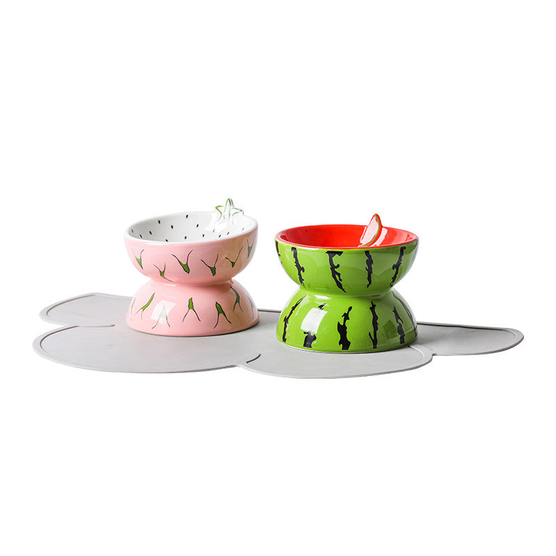 Elevated Ceramic Pet Feeding Basin | Ergonomic Tilted Cat & Dog Bowl