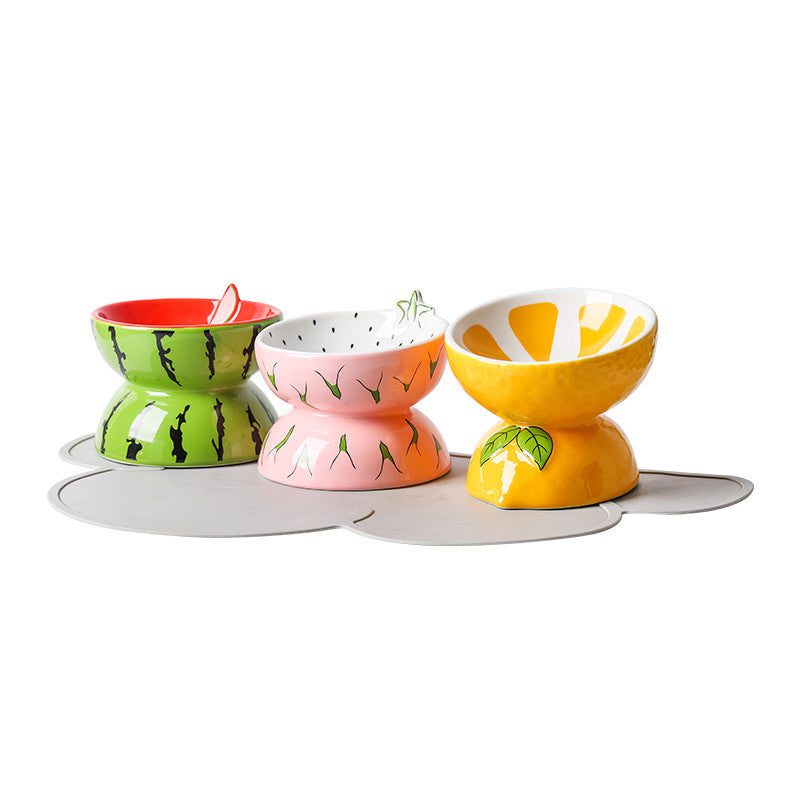 Elevated Ceramic Pet Feeding Basin | Ergonomic Tilted Cat & Dog Bowl