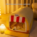 Patterned Plush Calming Pet Bed | Winter Donut Nest for Large Dogs