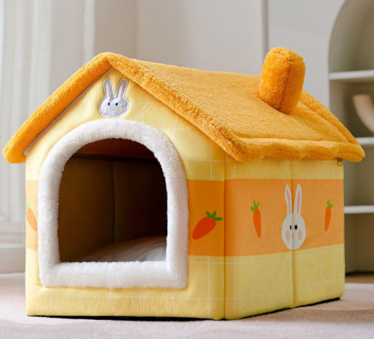 Foldable Enclosed Pet Villa | Winter Warm Calming Cave Bed for Cats & Dogs