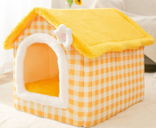 Foldable Enclosed Pet Villa | Winter Warm Calming Cave Bed for Cats & Dogs