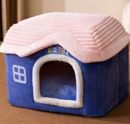 Foldable Enclosed Pet Villa | Winter Warm Calming Cave Bed for Cats & Dogs