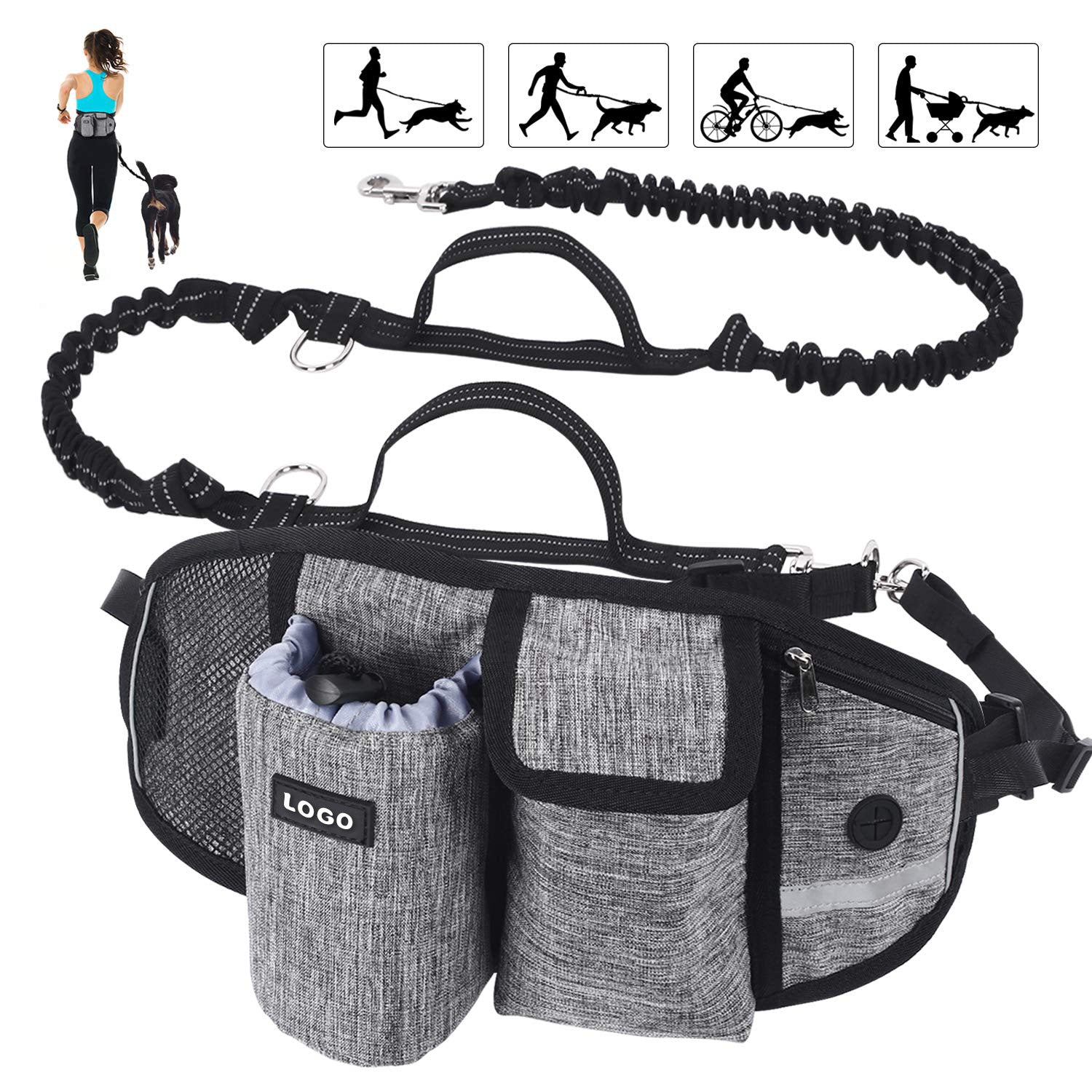 Ultimate Hands-Free Dog Leash & Waist Pack | Bungee Running Belt