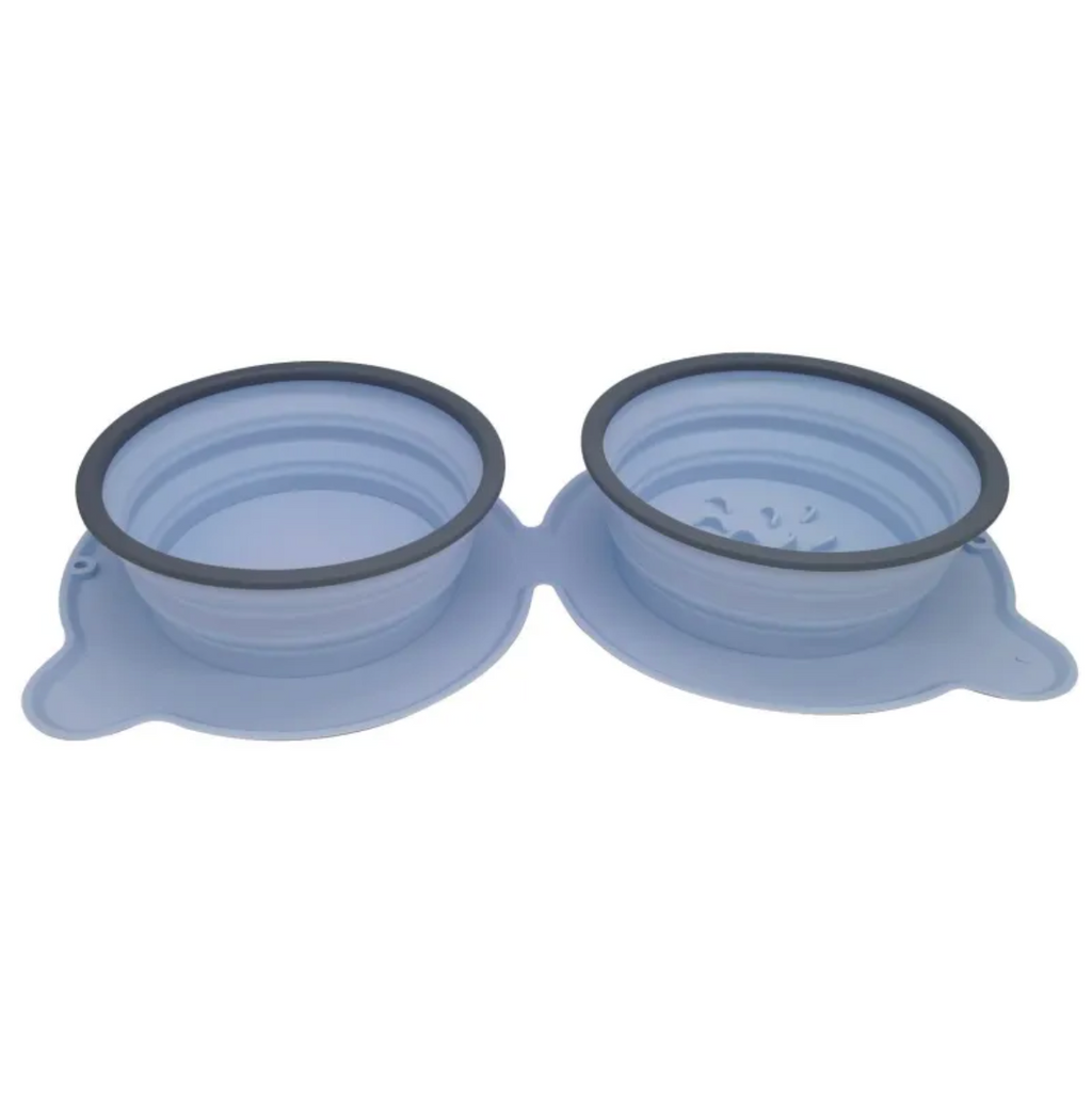Portable Silicone Double Dog Bowl | Foldable Non-Slip Travel Pet Feeder